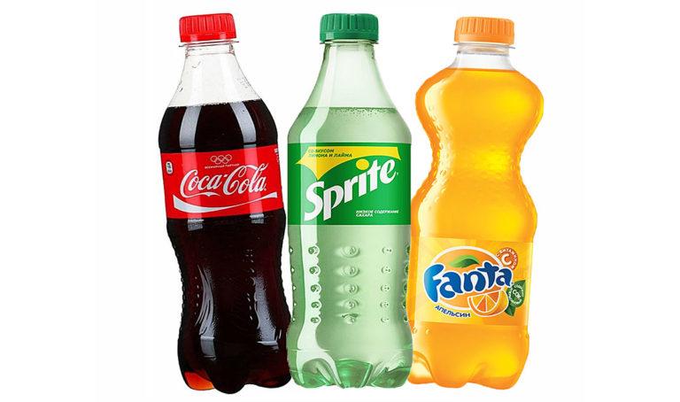 Carbonated drinks: Coca-Cola, Fanta, Sprite