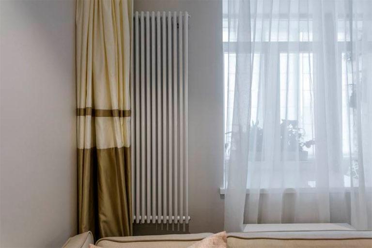 Radiators behind the curtains