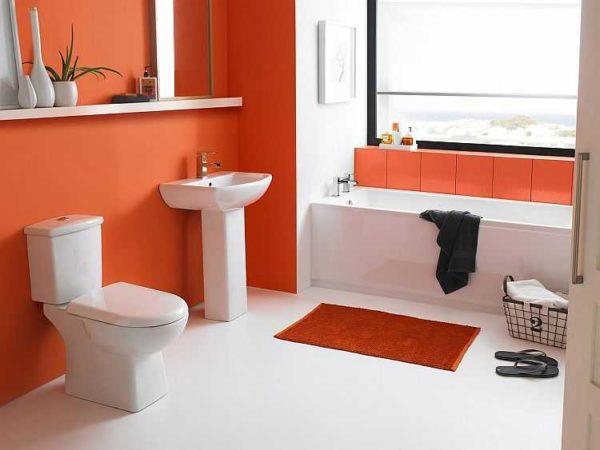 Sunny orange bathroom wall color 