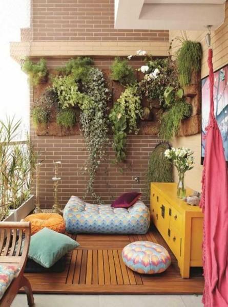 Green wall on the balcony or loggia for flowers