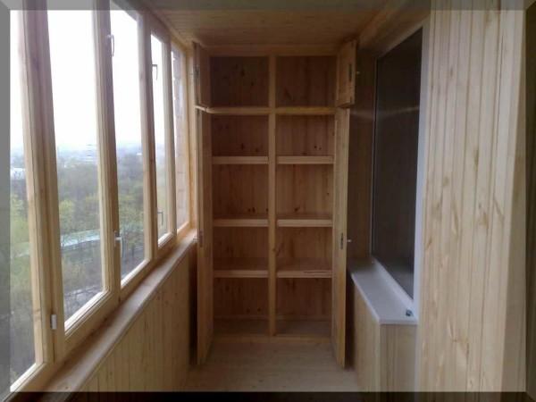 Wooden cabinet on the balcony