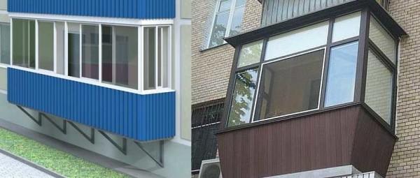 Inexpensive to cover the balcony from the outside can be metal siding or profiled sheeting