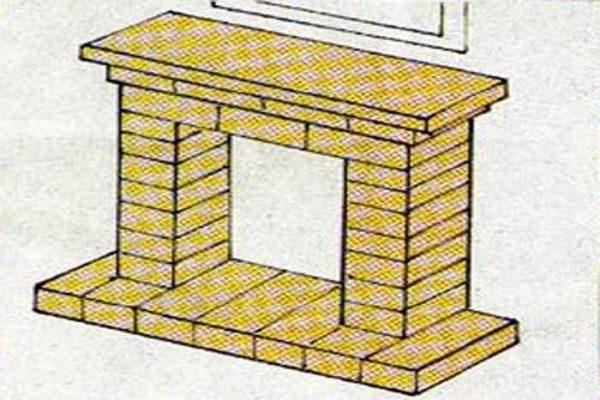 The simplest false fireplace made of brick