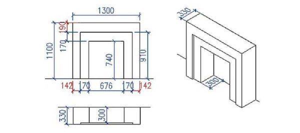 Approximate dimensions of a candle fireplace