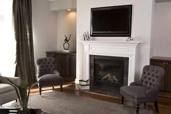 A properly designed electric fireplace also fits into a sophisticated setting