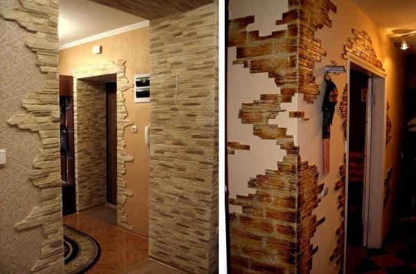 Finishing a hallway with decorative stone is often the finishing of corners and doorways