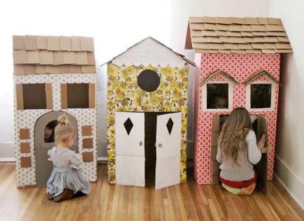 Cardboard houses covered with fabric