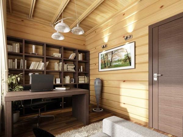 Another option for a work area in a wooden house