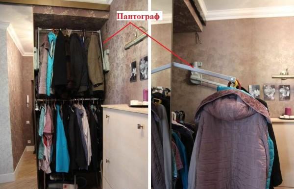 Pantograph for clothes allows you to use the space all the way to the ceiling