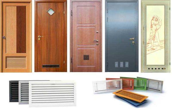 Special bathroom and toilet doors with ventilation grilles