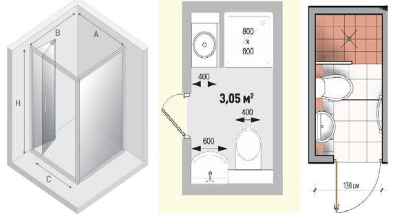 Dimensions of square shower cubicles 