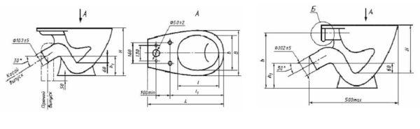 Only a toilet bowl with a shelf and an oblique outlet is considered standard 