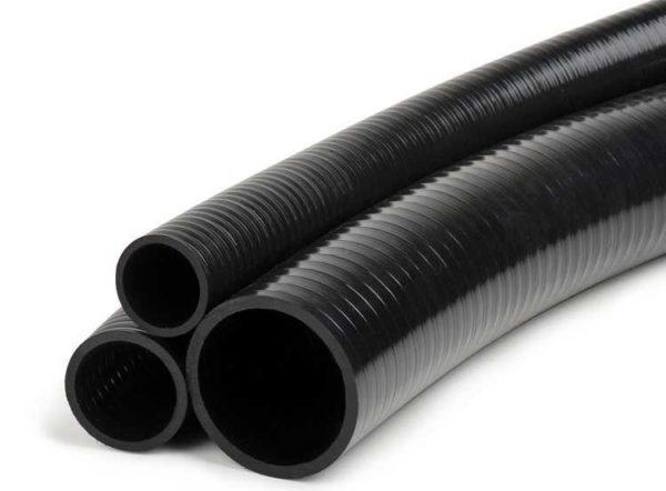 Black cable corrugations are most often made of HDPE, but can also be made of polypropylene (PPP).