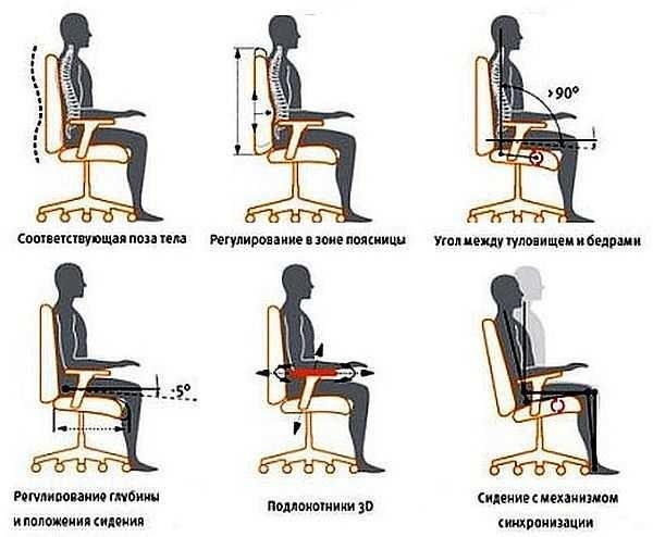 Necessary adjustments for prolonged working in a seated position