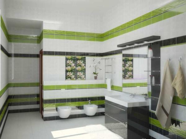 Interesting tile layout for the bathroom - and light, and not boring