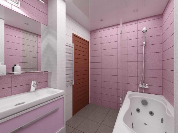 Pink matte tile in the bathroom - a different view