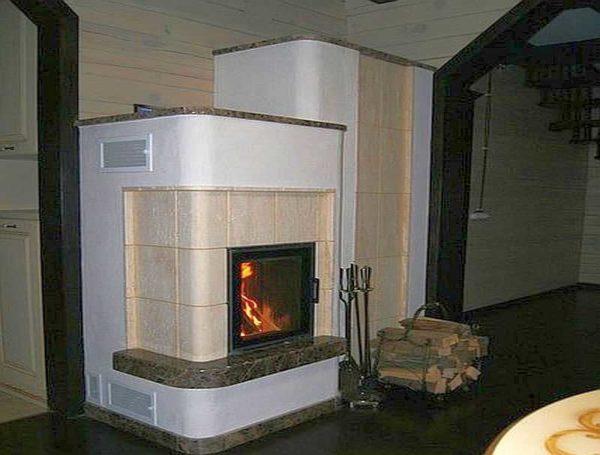 The plaster finish of a fireplace can be piecemeal