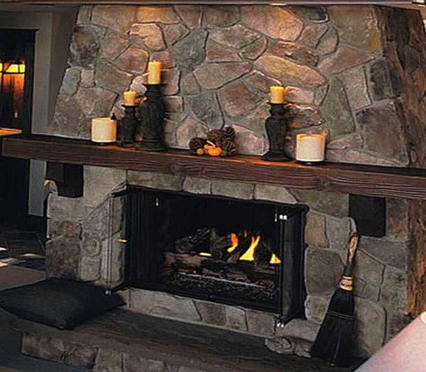 Fireplace portal and chimney stack with flagstones