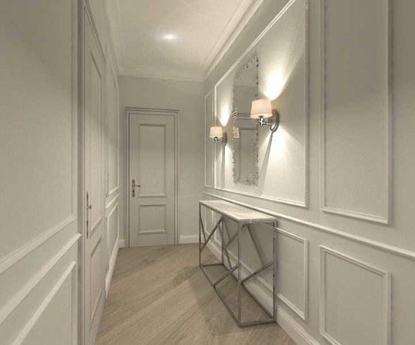 In a long and narrow hallway, frames visually expand the space 