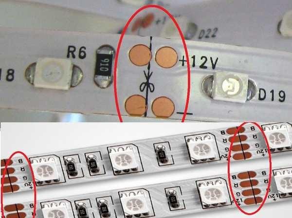 Cut lines on LED strips