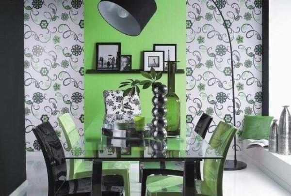 Accenting the wall near some piece of furniture is another way of how to glue wallpaper of two colors