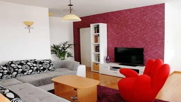 Accent - burgundy wall draws attention