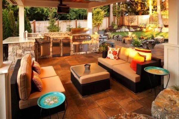 summer kitchen on a summer cottage with a pergola photo