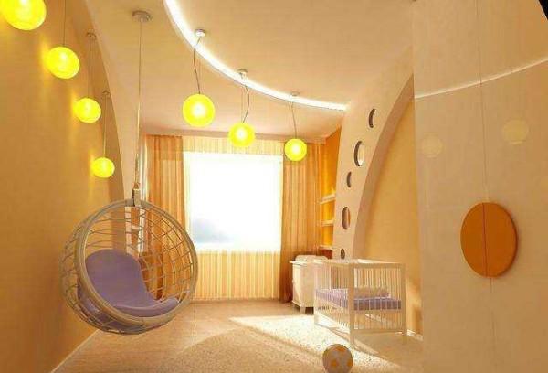 Unusual design of a room for a newborn baby