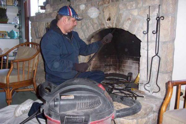 Chimney cleaning from below