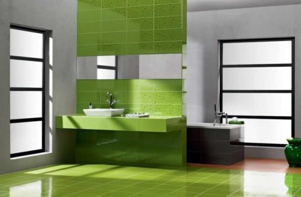 Bathroom tiles in the style of minimalism are also characterized by brevity