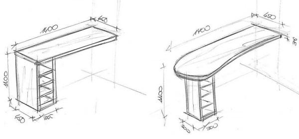 Sketches of easy-to-make bar counters