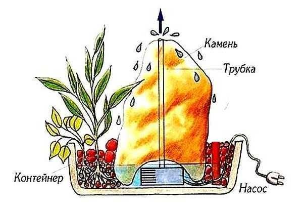 Scheme of organization of decorative fountain for summer cottage