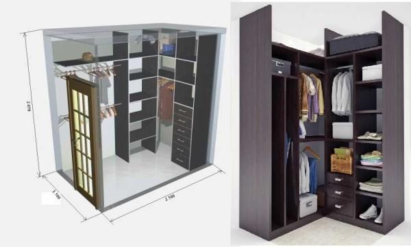 The smallest walk-in closets are 1.5 by 2.5 meters and 2 by 2 meters. 