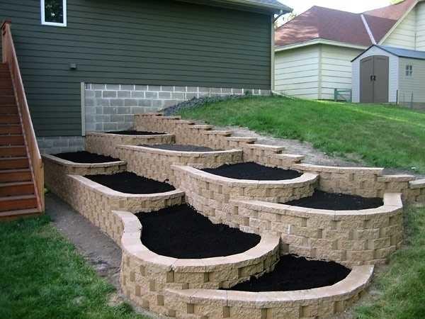 Street tiered flowerbed with a complex shape