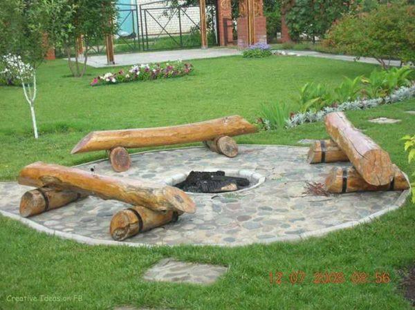 Make seats out of logs - in the style of forest fires