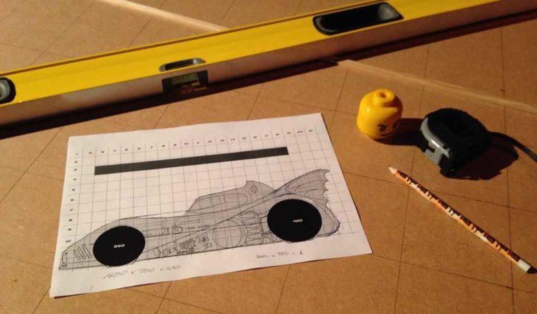 Sketch of a bed in the form of a car with markings