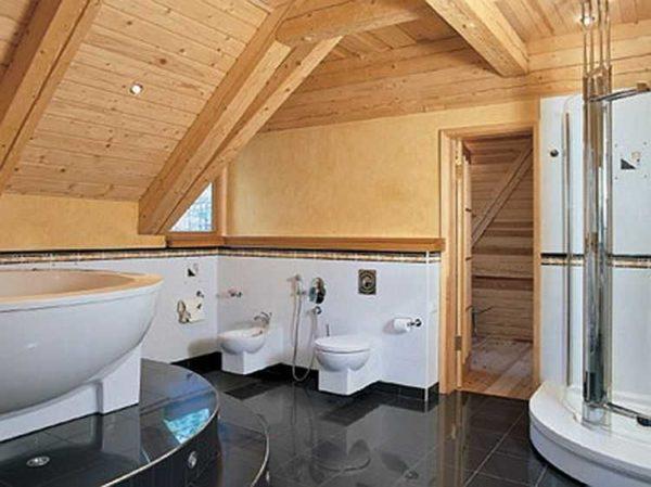 Bathroom in a wooden house - room for fantasy