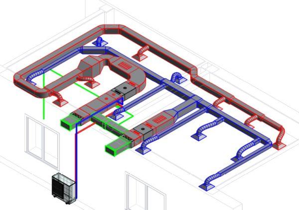 With centralized supply and exhaust ventilation, heating or air conditioning can be arranged 