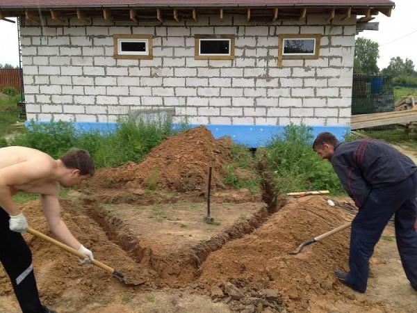 Digging a trench