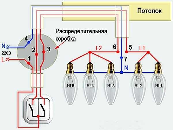 Wiring diagram for a two-key switch