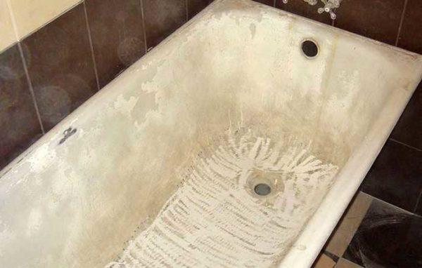 Prepared bathtub - enamel removed