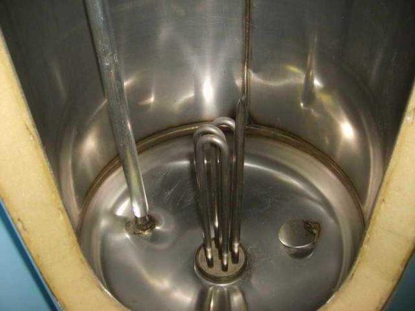 The tank of a stainless steel storage water heater looks like this