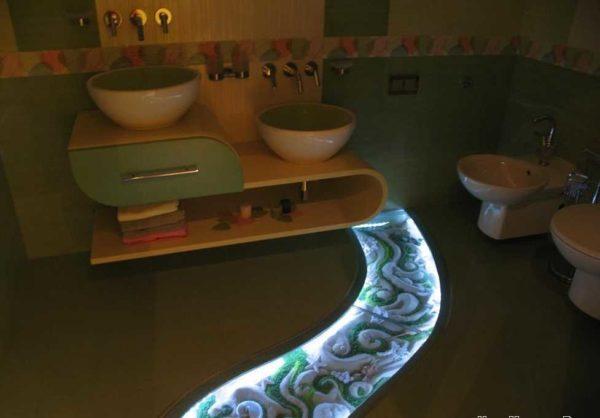 Lighting in the bathroom floor