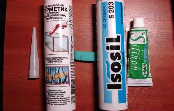 Some types of sealants for aquariums