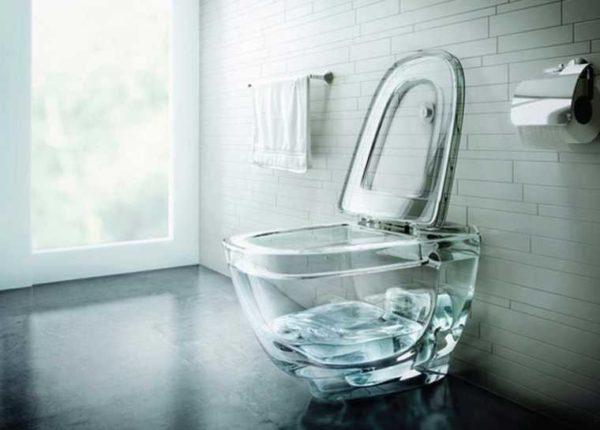 Transparent toilet bowl.... it looks like a joke.