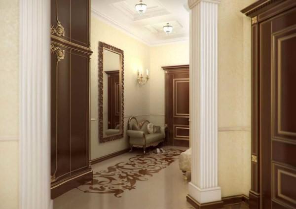 The floors in the classic design of the apartment are also classic - artistic parquet or marble, as an option - poured floors