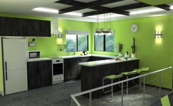 Green walls in the kitchen - you can really feel how much you'll love it