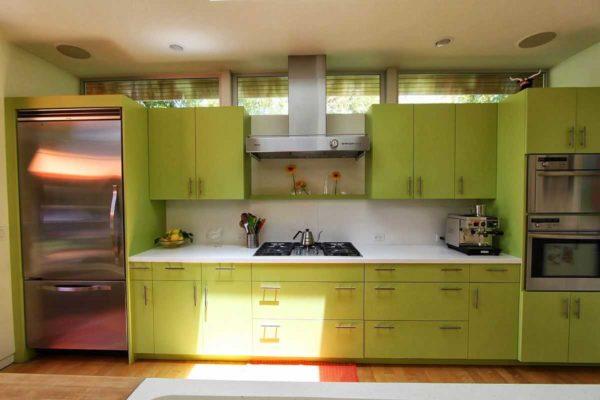 Apple green is emphasized by the warm hue of the floor