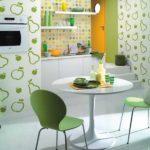 A fruit theme is popular on kitchen wallpaper