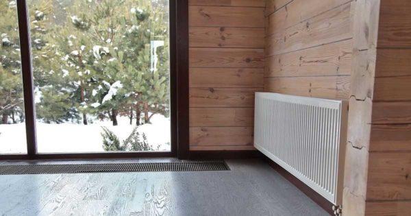 In-floor convector - floor-to-ceiling heating outlet for French windows and glass doors